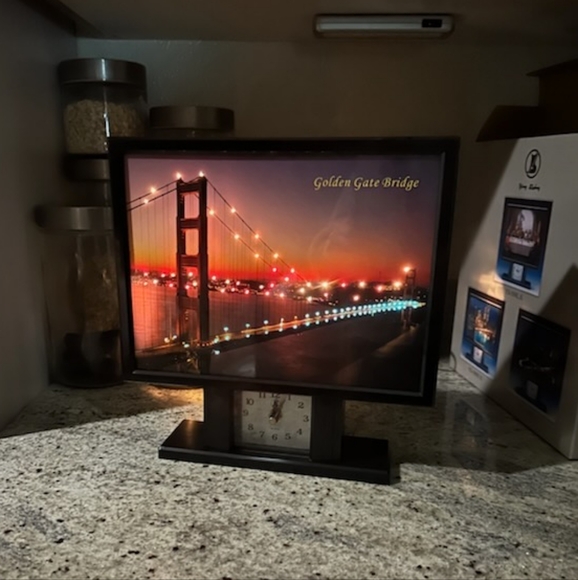 Clock Light-Up San Francisco Fiber Picture  Golden Gate Bridge NEW - Picture 15 of 16